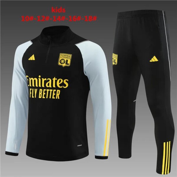 23-24 Olympique Lyonnais Black Training Suit - Image 12