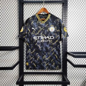 23-24 Manchester City Black and Gold Jersey