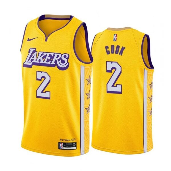 19-20 Lakers Yellow V-Neck Hot Pressed Jersey - Image 13